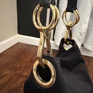 TRK Paris Black Shoulder Bag with Gold Ring Hardware